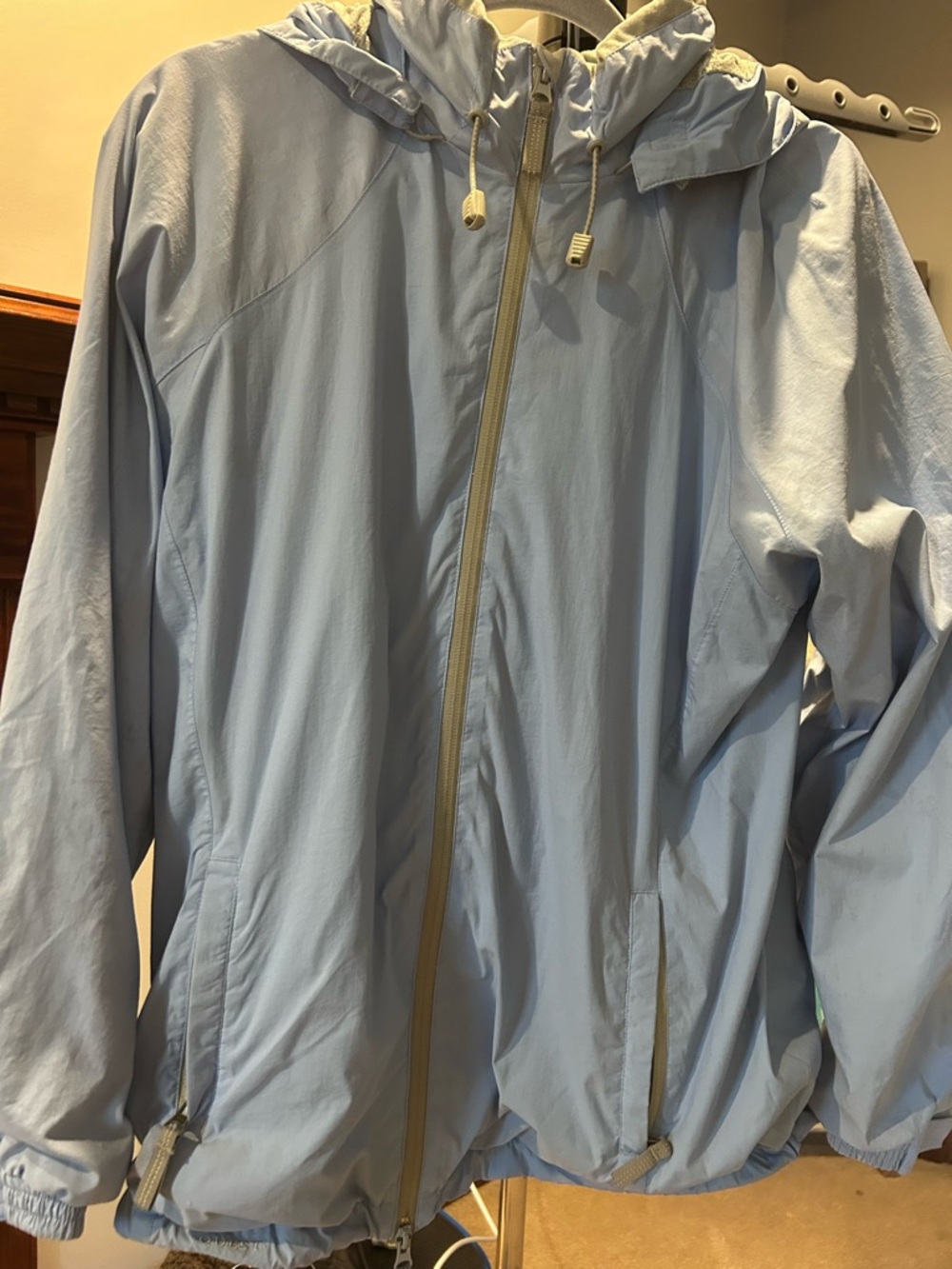 Women’s Light Blue Hooded Windbreaker Jacket